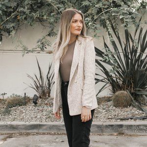 Cream Tweed Blazer with Pearl Buttons